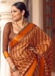 Brown And Rust Color Art Dola Silk Saree