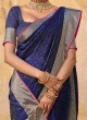 Dark Blue Color Banarasi Silk Saree