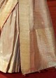 Traditional Look In Tan Color Art Raw Silk Saree