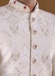 Thread Work Groom Sherwani In Cream Color