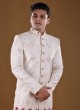 Thread Work Groom Sherwani In Cream Color