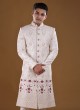 Thread Work Groom Sherwani In Cream Color