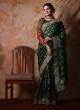 Traditional Bandhani Work Saree In Bottle Green