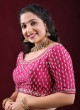 Round Neck Pink Color Silk Ready Blouse