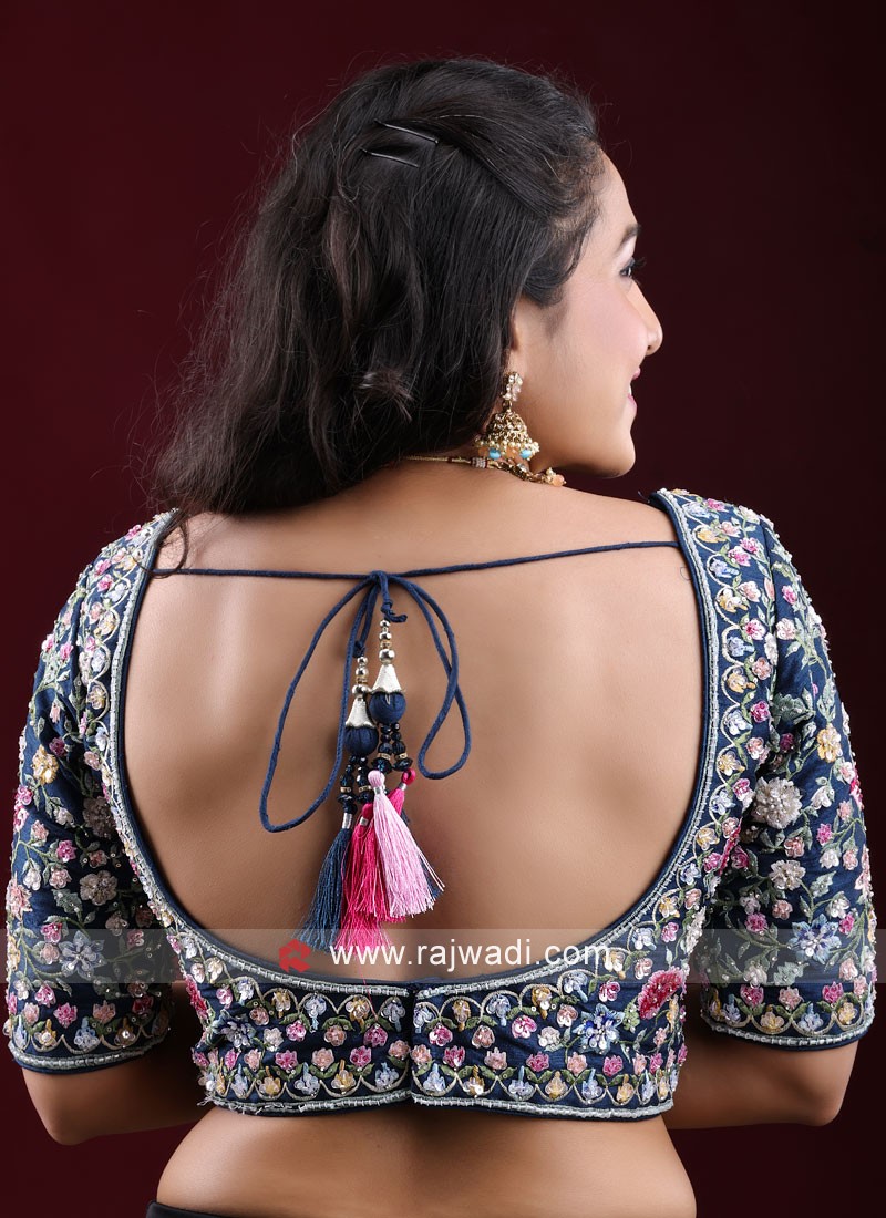 Heavy Embroidery Work Ready Blouse In Sweetheart Neck