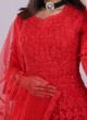 Thread Work Gharara Style Suit In Red