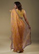 Yellow Organza Floral Saree With Embroidered Blouse