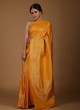 Zari Weaving Work Saree In Yellow Color