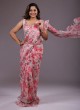 Gorgeous Light Pink Organza Saree With Floral Prints