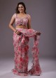 Gorgeous Light Pink Organza Saree With Floral Prints