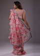 Gorgeous Light Pink Organza Saree With Floral Prints