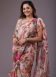 Designer Ruffled Saree With Floral Prints