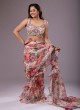 Designer Ruffled Saree With Floral Prints