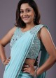 Sky Blue Lycra Saree With Embroidered Choli