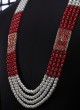 Fourth Layerd Mala In White And Red Color