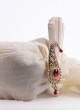 Art Silk Marriage Safa In Off White Color