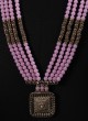 Baby Pink Four Layerd Mala For Groom