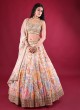 Wedding Wear Net Lehenga Choli In Peach Color