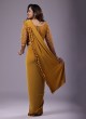 Party Wear Mustard Yellow Ruffle Saree