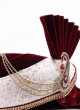 Lucknowi Work Maroon And White Safa For Groom