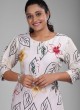 White Silk Kurti in Digital Floral Print