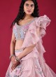 Baby Pink Organza Sequins Work Lehenga Choli