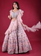 Baby Pink Organza Sequins Work Lehenga Choli