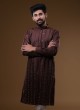 Mirror Work Kurta Pajama In Brown