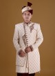 Designer Cream Silk Sherwani For Dulha