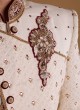 Designer Cream Silk Sherwani For Dulha