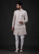 Festive Wear Nehru Jacket Set With Thread Work