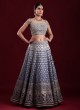 Silk Digital Print Lehenga Choli In Grey Color