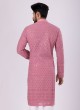 Sequins Work Onion Pink Color Kurta Pajama