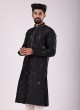 Art Silk Kurta Pajama In Black Color