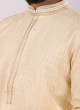 Art Silk Wedding Wear Kurta In Cream Color