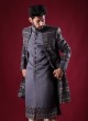 Wedding Wear Indowestern In dark Grey Color