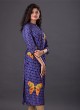 Geometric Print Silk Kurti In Blue Color