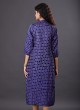 Geometric Print Silk Kurti In Blue Color