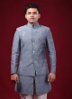 Modal Silk Sequins Work Nehru Jacket Suit