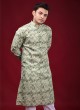 Cotton Printed Kurta Pajama In Green Color