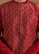 Thread Work Kurta Pajama In Maroon Color