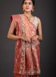 Zardosi Work Designer Saree In Peach Color