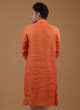 Simple And Sober Kurta Pajama In Orange Color