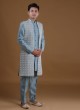 Wedding Wear Indowestern In Powder Blue Color