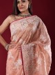 Net Fabric Saree In Peach Color