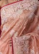 Net Fabric Saree In Peach Color