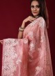 Light Pink Net Fabric Embroidered Saree