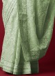 Chiffon Saree In Pista Green Color