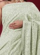 Designer Light Pista Lucknowi Work saree