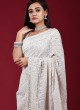 Light Grey Lucknowi Work Saree